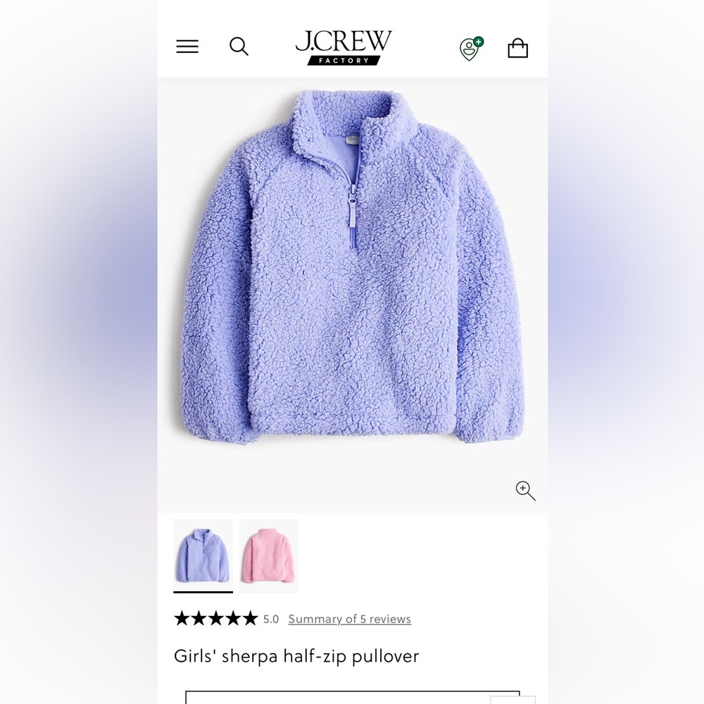 Crewcuts Lavender Sherpa Half-Zip Pullover